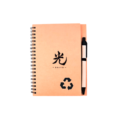 Libreta Ecológica con Espiral y Bolígrafo – 18 x 12.5 cm