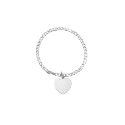 Pulsera para Hombre con Dije de Corazón en Plata - Lior Silver
